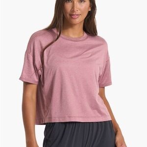 Vuori Energy Boxy Tee in Heather Marsala, XS